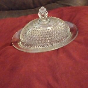 Indiana Diamond Point Oval Covered Butter Dish